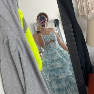 Floral Blue and White Dress